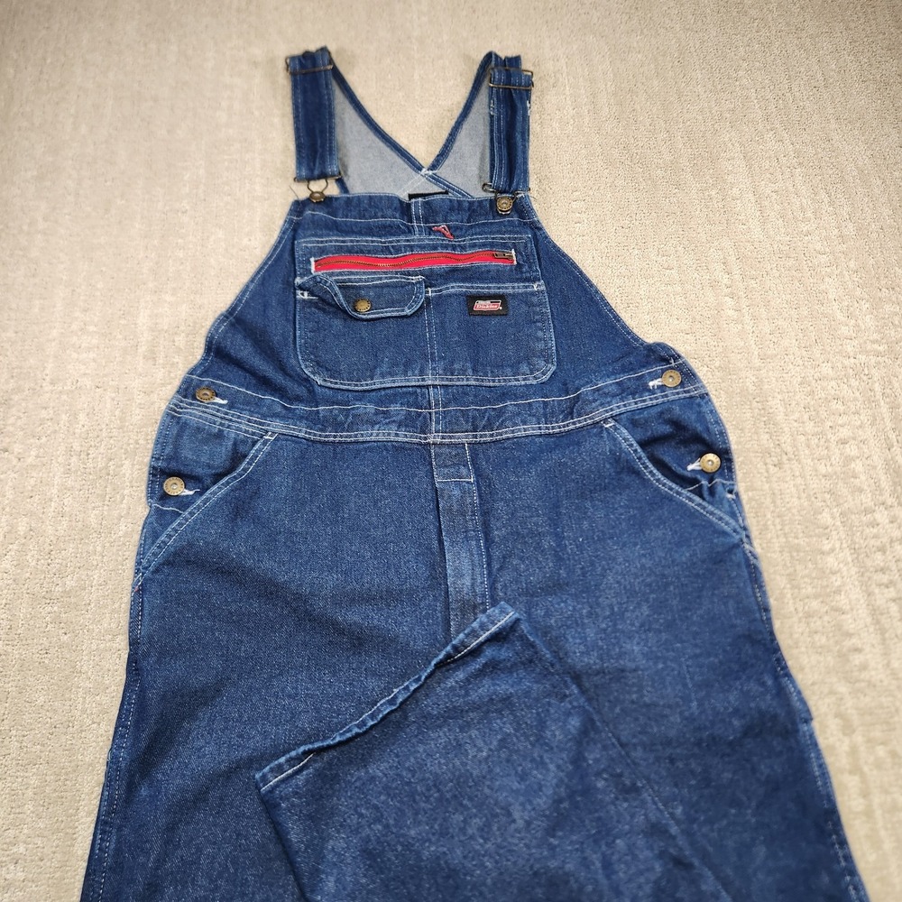 Dickies Denim Bibs Overalls Men Medium‎ Blue Carpenter Workwear Work Blue Cotton